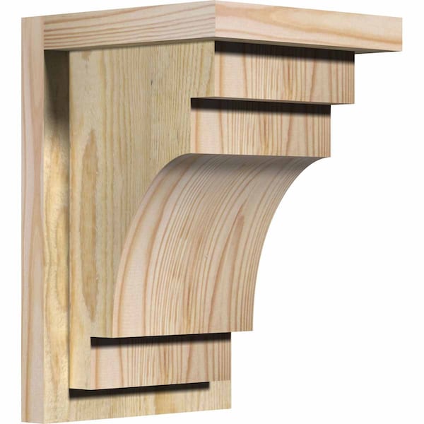 Ekena Millwork Mediterranean Rough Sawn Corbel w/Backplate, Douglas Fir, 8"W x 8"D x 12"H COR08X08X12MED01RDF - main